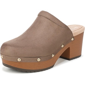 Dr. Scholl’s Classic Joy Mule/Clog Shoes(Woodsmoke Brown Microsuede)