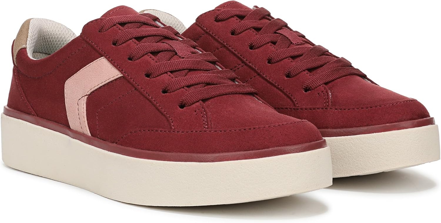 image:imageDr Scholls Shoes Womens Madison Lace Sneakers Comfortable SneakersBurgundy Microsuede