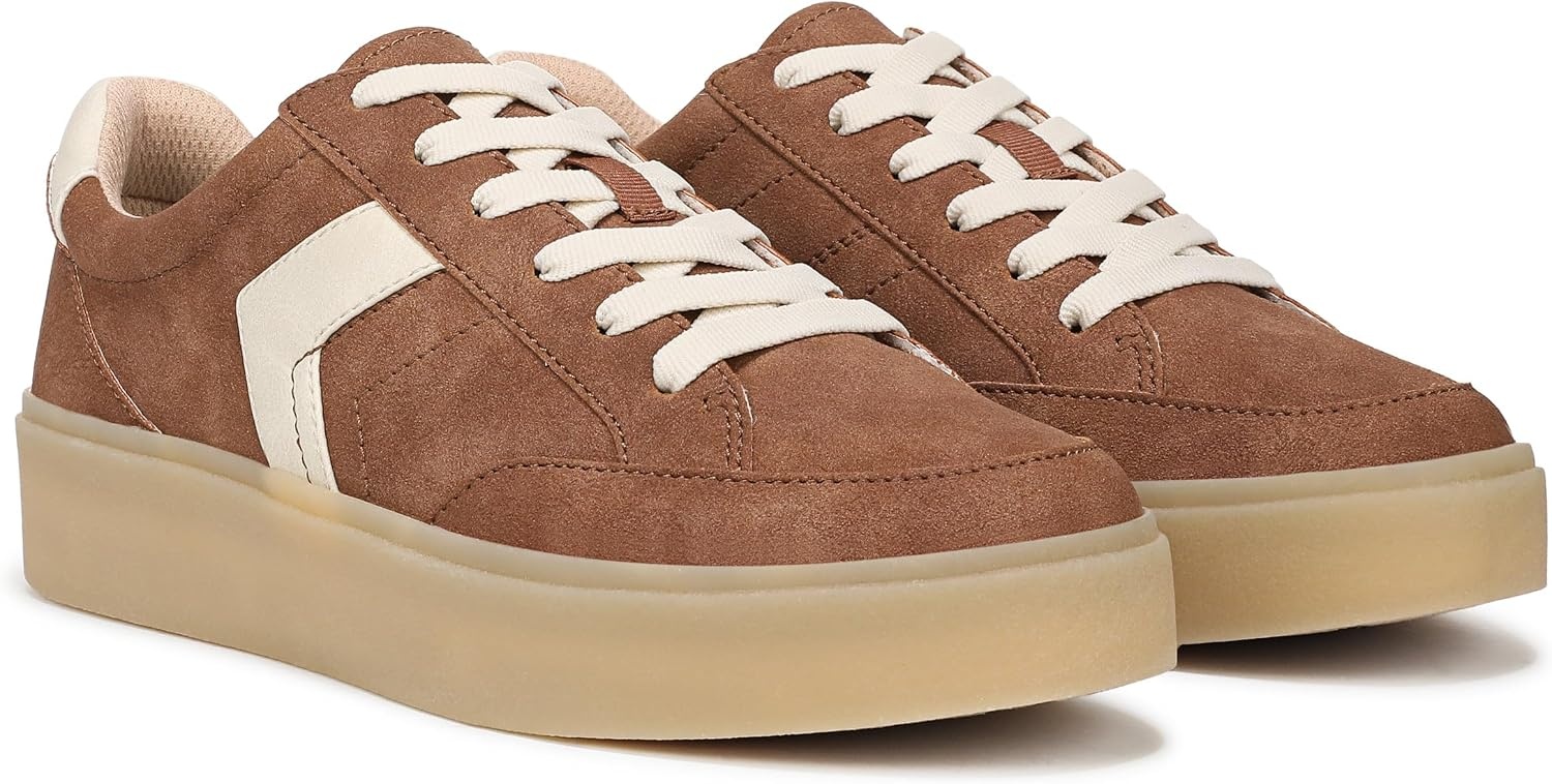 image:imageDr Scholls Shoes Womens Madison Lace Sneakers Comfortable SneakersDark Honey Brown Faux Leather