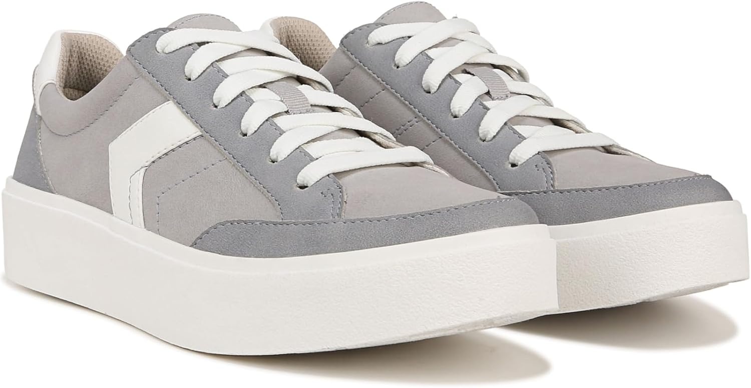 image:imageDr Scholls Shoes Womens Madison Lace Sneakers Comfortable SneakersGreyWhite