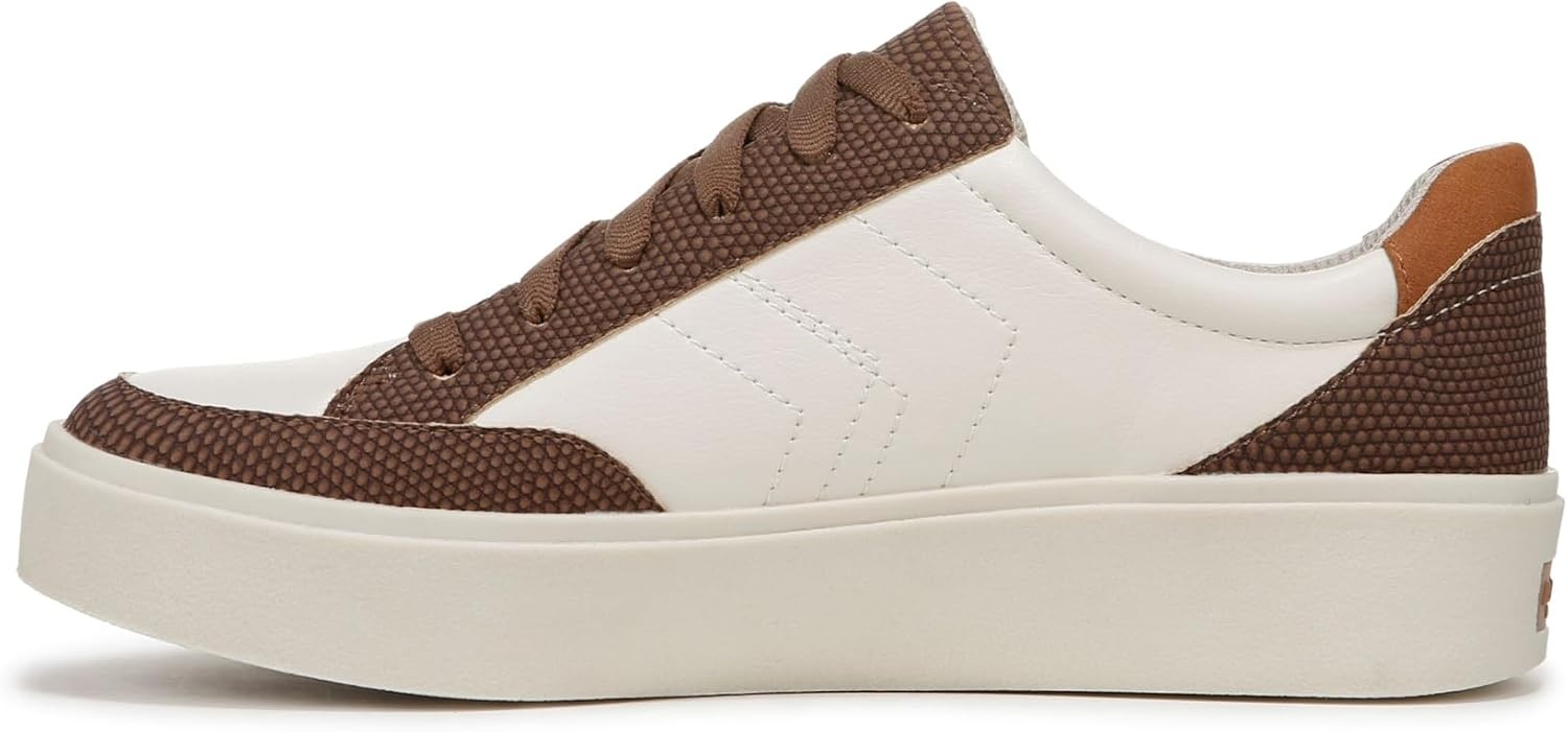 image:imageDr Scholls Shoes Womens Madison Lace Sneakers Comfortable SneakersOff WhiteBrown Faux Leather