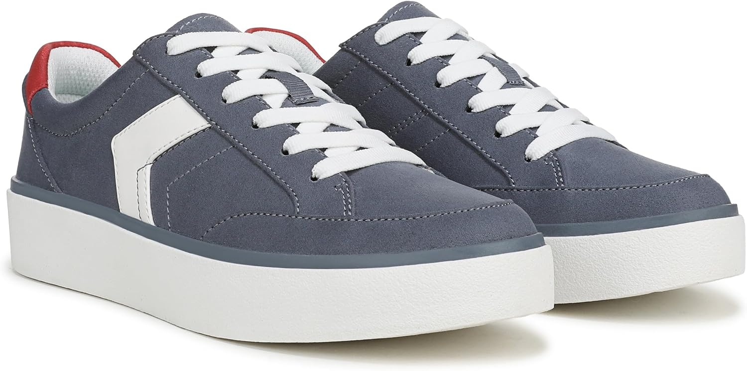 image:imageDr Scholls Shoes Womens Madison Lace Sneakers Comfortable SneakersRed White Blue Microfiber
