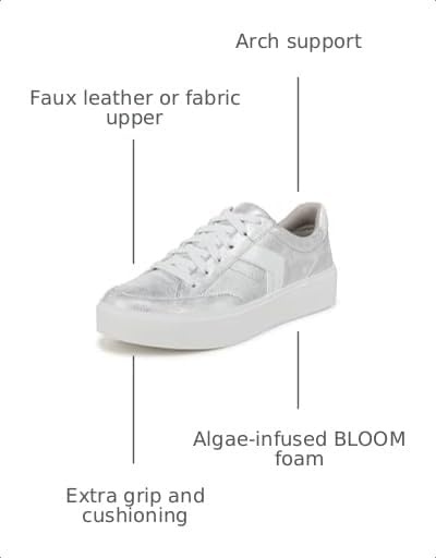 image:imageDr Scholls Shoes Womens Madison Lace Sneakers Comfortable SneakersSilver Metallic