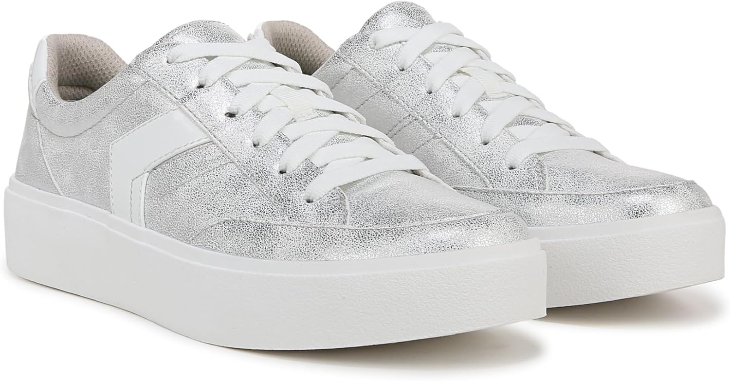 image:imageDr Scholls Shoes Womens Madison Lace Sneakers Comfortable SneakersSilver Metallic