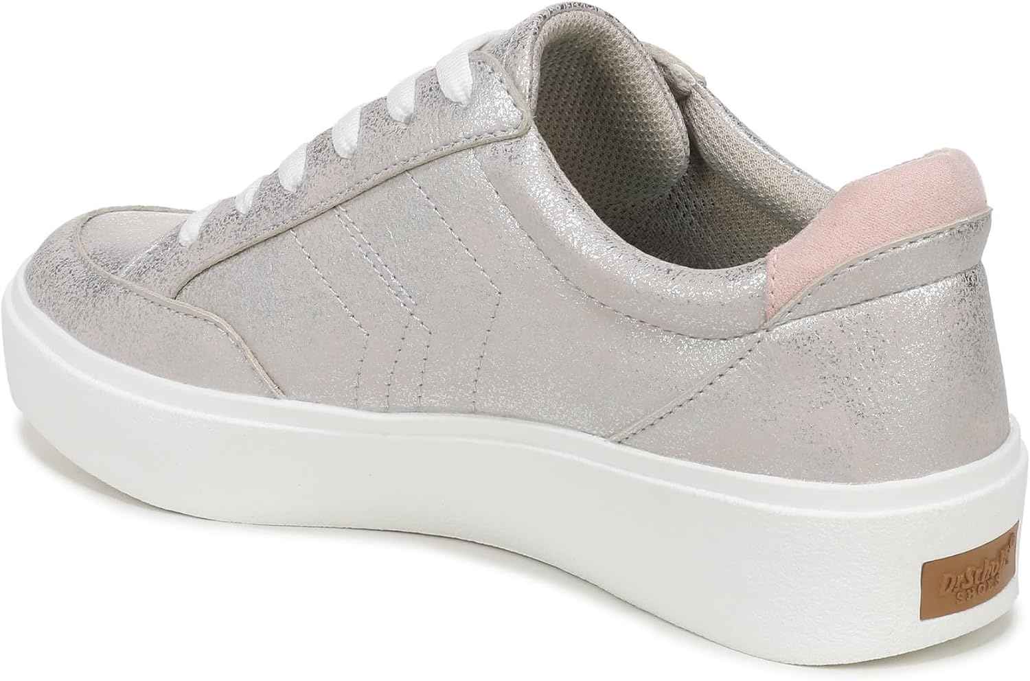 image:imageDr Scholls Shoes Womens Madison Lace Sneakers Comfortable SneakersSilverPink Metallic Sparkle