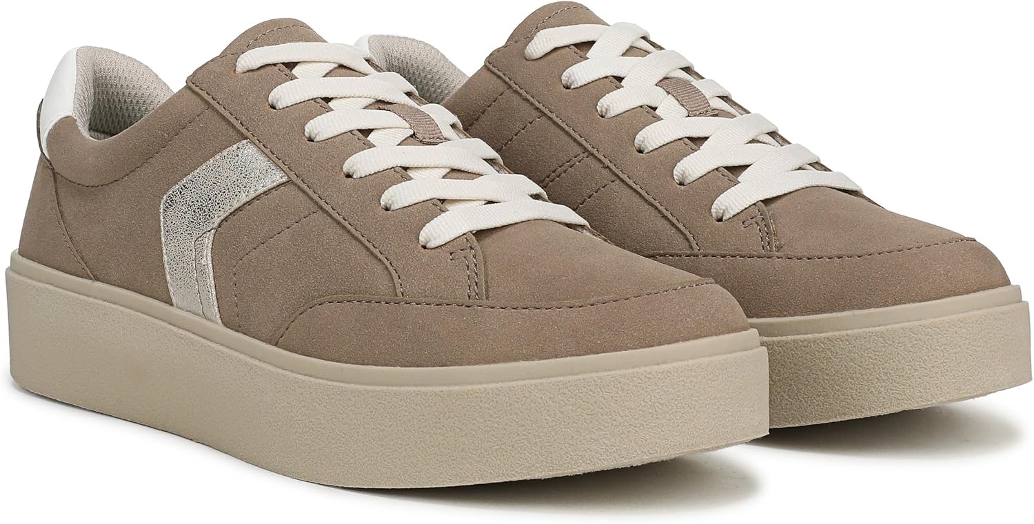 image:imageDr Scholls Shoes Womens Madison Lace Sneakers Comfortable SneakersTaupe Microsuede