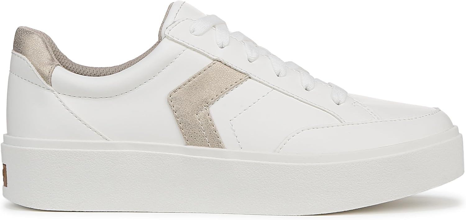 image:imageDr Scholls Shoes Womens Madison Lace Sneakers Comfortable SneakersWhite Gold Faux Leather