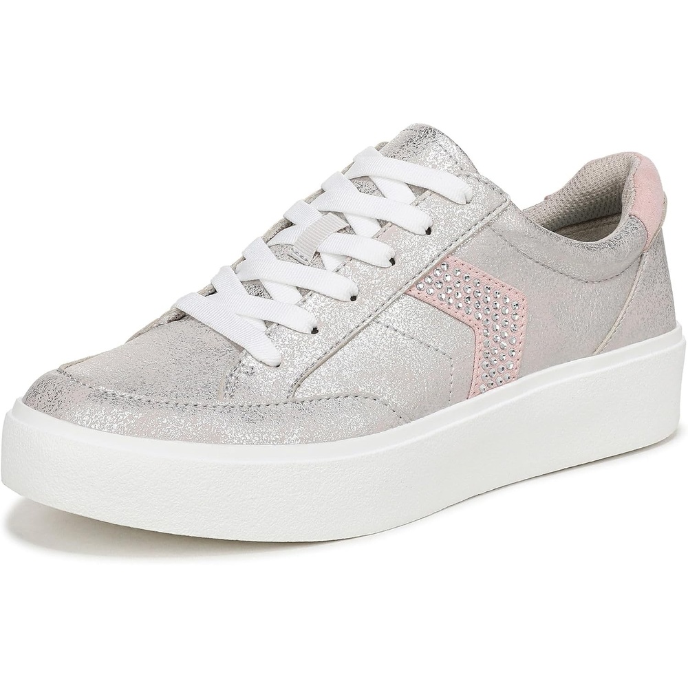 image:imageDr Scholls Shoes Womens Madison Lace Sneakers Comfortable SneakersSilverPink Metallic Sparkle