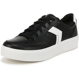 Dr. Scholl’s Shoes Women’s Madison Lace Sneakers, Comfortable Sneakers(Black/White Faux Leather)