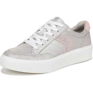 Dr. Scholl’s Shoes Women’s Madison Lace Sneakers, Comfortable Sneakers(Silver/Pink Metallic Sparkle)