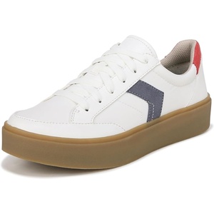 Dr. Scholl’s Shoes Women’s Madison Lace Sneakers, Comfortable Sneakers(White Nylon and Faux Leather)