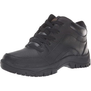 Dr. Scholl’s Shoes Men’s Charge Slip Resistant Soft Toe Work Boot(Black Leather)