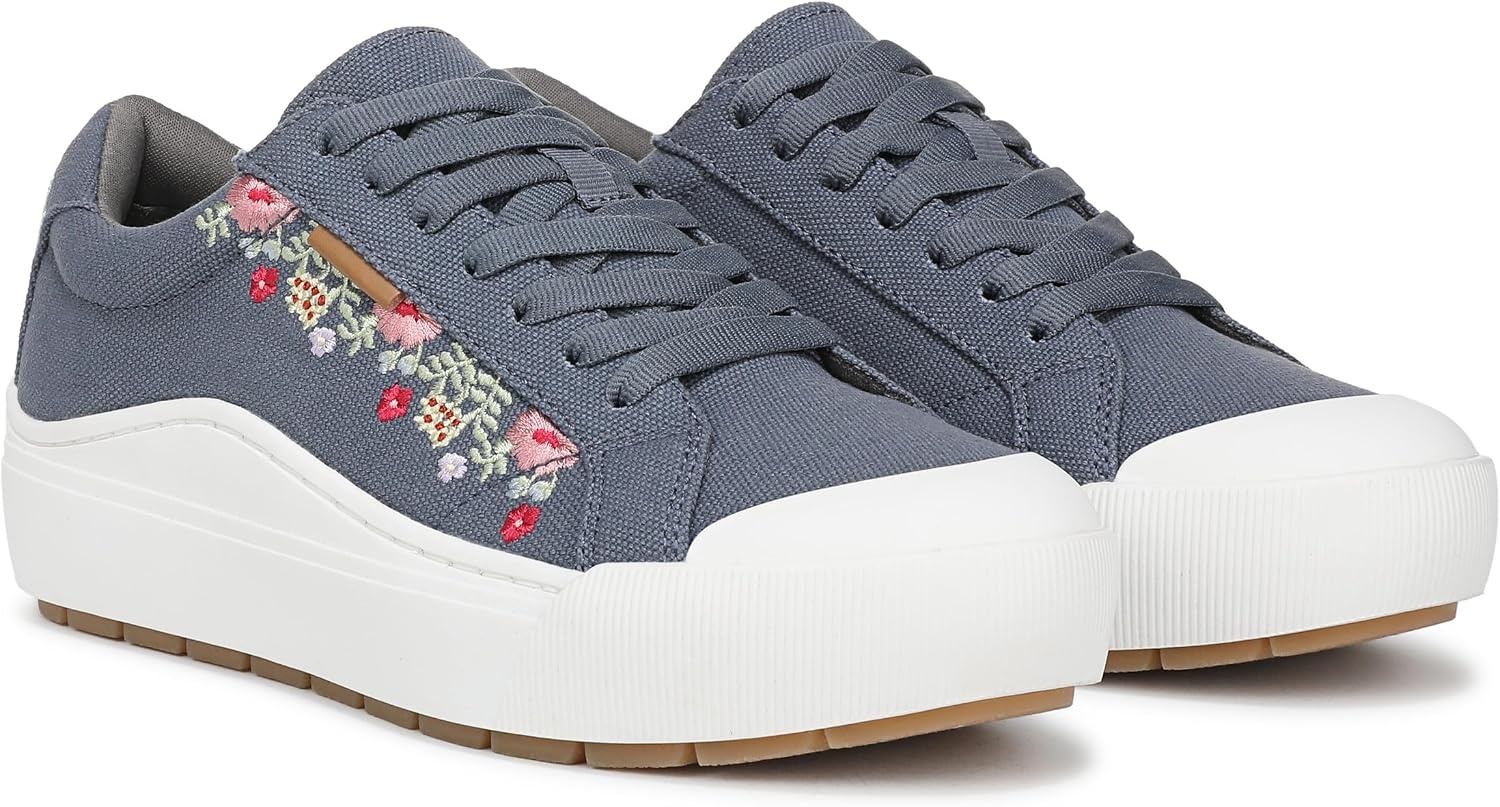 image:imageDr Scholls Shoes Womens Time Off Sneaker Comfortable Walking ShoesOxide Blue Multi Floral Embroidery