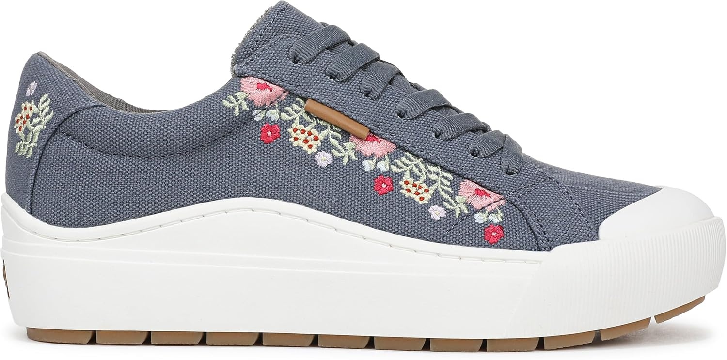 image:imageDr Scholls Shoes Womens Time Off Sneaker Comfortable Walking ShoesOxide Blue Multi Floral Embroidery