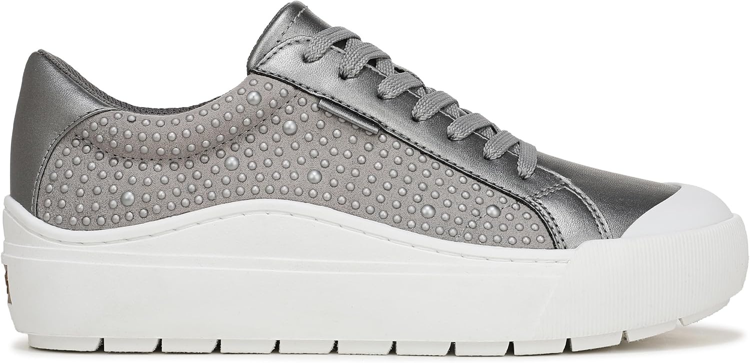 image:imageDr Scholls Shoes Womens Time Off Sneaker Comfortable Walking ShoesPewter Metallic With Pearls