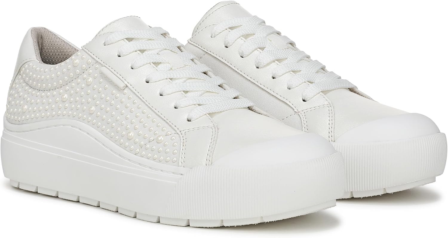 image:imageDr Scholls Shoes Womens Time Off Sneaker Comfortable Walking ShoesWhite Faux Leather With Pearls