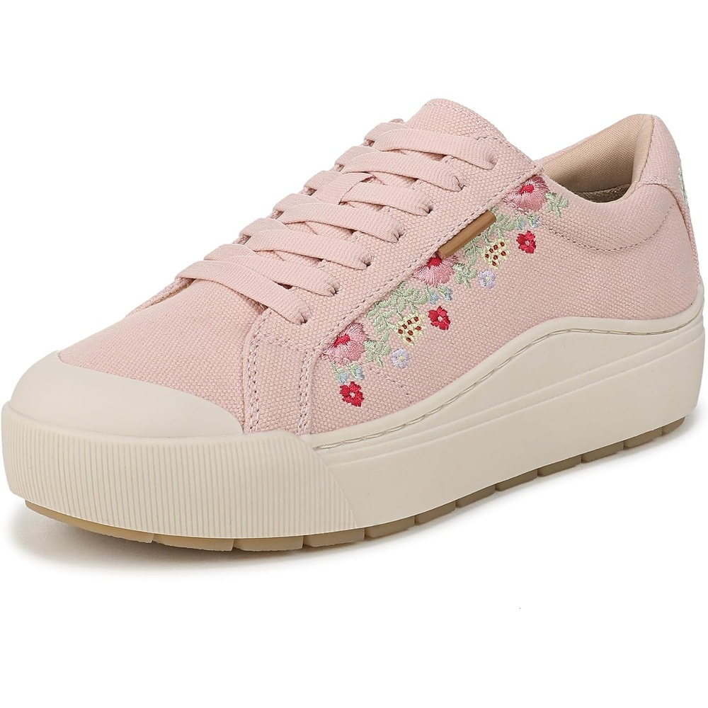 image:imageDr Scholls Shoes Womens Time Off Sneaker Comfortable Walking ShoesBlush Pink Multi Floral Embroidery