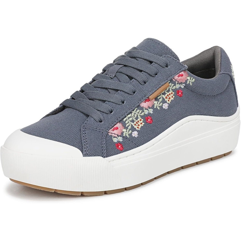 image:imageDr Scholls Shoes Womens Time Off Sneaker Comfortable Walking ShoesOxide Blue Multi Floral Embroidery
