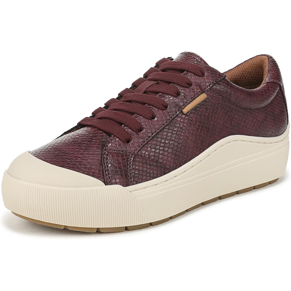image:imageDr Scholls Time Off Laceup ShoesDark Burgundy Snake Embossed