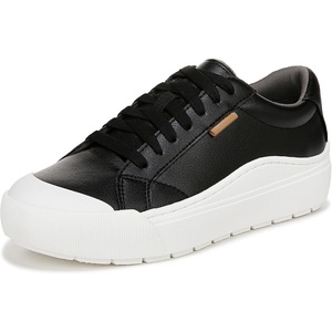 Dr. Scholl’s Shoes Women’s Time Off Sneaker, Comfortable Walking Shoes(Black Faux Leather White Sole)