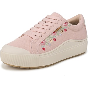 Dr. Scholl’s Shoes Women’s Time Off Sneaker, Comfortable Walking Shoes(Blush Pink Multi Floral Embroidery)