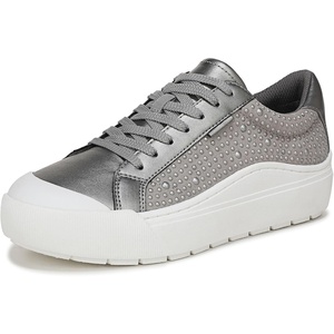 Dr. Scholl’s Shoes Women’s Time Off Sneaker, Comfortable Walking Shoes(Pewter Metallic With Pearls)