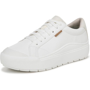 Dr. Scholl’s Shoes Women’s Time Off Sneaker, Comfortable Walking Shoes(White Faux Leather)