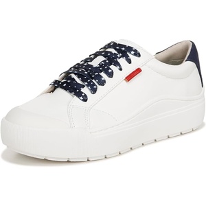 Dr. Scholl’s Shoes Women’s Time Off Sneaker, Comfortable Walking Shoes(White/Blue/Red)