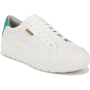 Dr. Scholl’s Shoes Women’s Time Off Sneaker, Comfortable Walking Shoes(White/Green Perf)